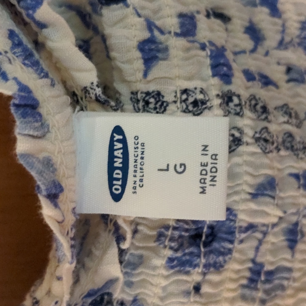 Old Navy Periwinkle Floral Shirred Off Shoulder Cap Sleeve Dress Size L - Picture 5 of 10